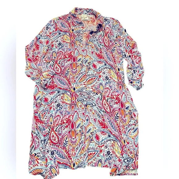 Cupio Bright Paisley Button-Up Dress | Beachy Cover-Up | Size Small - Picture 3 of 3